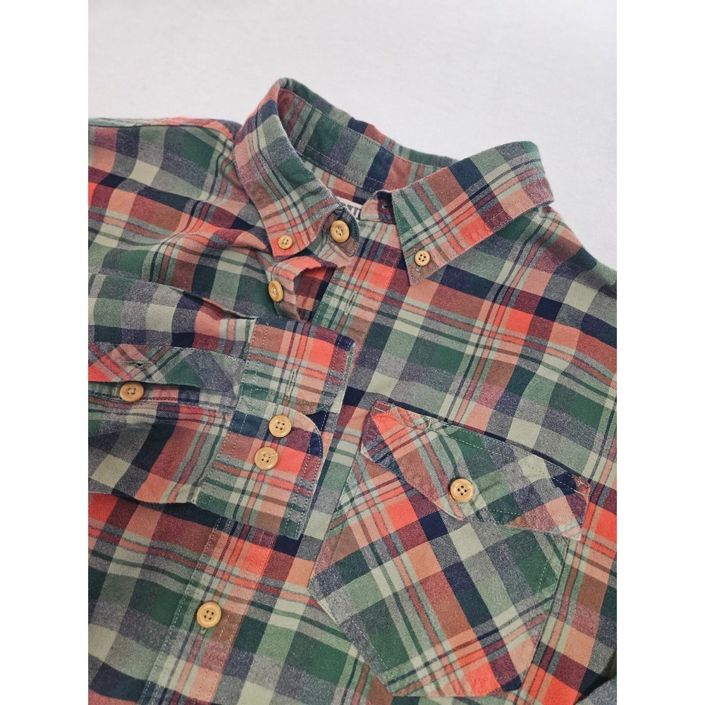 Duluth Trading Mens Large Plaid Button Front Shirt Gusseted Sleeves Long Sleeve